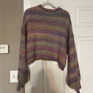 Urban Outfitters Purple and Green Crew Neck Sweater
